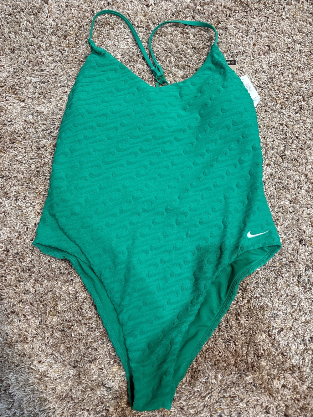 Nike Women's Green Textured One-Piece Swimsuit